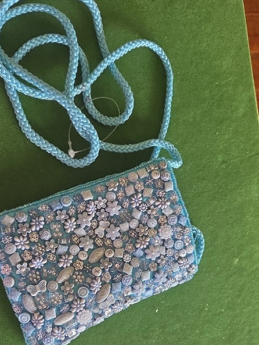 Blue Beaded Floral Phone Crossbody - Women Accessories